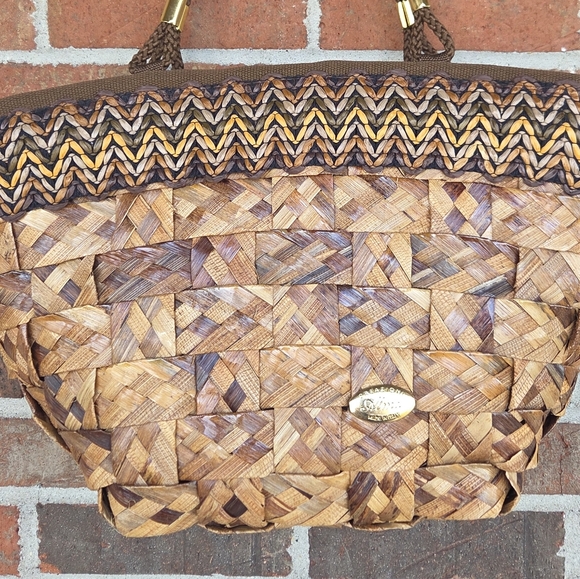 Creazioni Alma Vintage Italian Brown Straw Basketweave Raffia Tote Bag - Picture 2 of 7